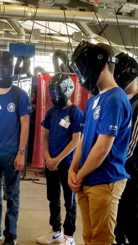 BASF’s TECH Academy students watch as River Parishes Community College instructors demonstrate the different types of welds. Welding is one of several crafts introduced to students through the week-long summer program.