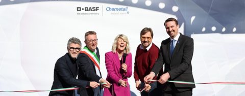 Persons on the picture (from left to right): Lorenzo Bottinelli, Managing Director and Vice President Country Cluster BASF Italy, Marco Citterio, Major of Giussano, Daniela Polzot, Managing Director Chemetall Italy, Guido Guidesi, Councillor for Economic Development – Regione Lombardia, Frank Naber, Senior Vice President Chemetall