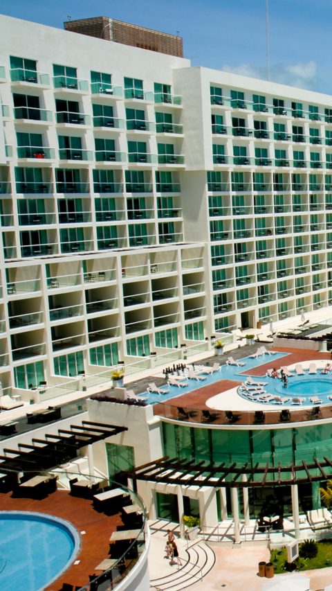 Cancun resort daytime aerial view